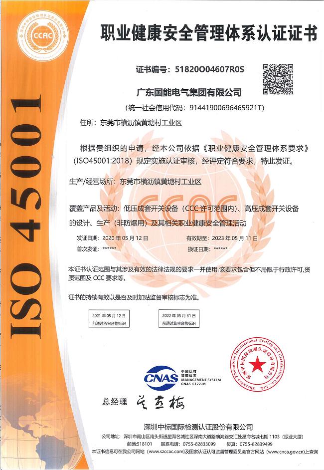 GOANEN ISO45001 certificate